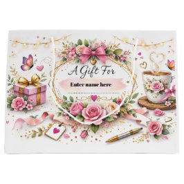 Sacola Para Presentes Grande Personalized Floral Gift Bag With Custom Name