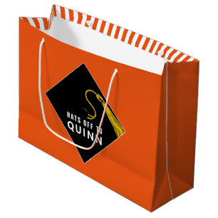 Sacola Para Presentes Grande Personalized Graduation Orange Large Gift Bag