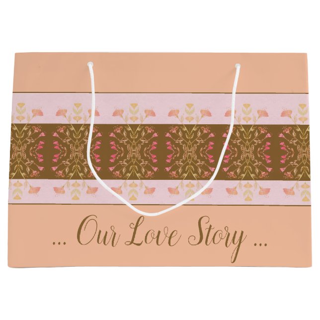 Sacola Para Presentes Grande Pêssego Rosa (Frente)