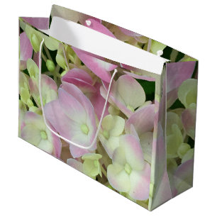 Sacola Para Presentes Grande Pétalas de Hydrangea, Cor-de-Rosa, Branca Antiqua