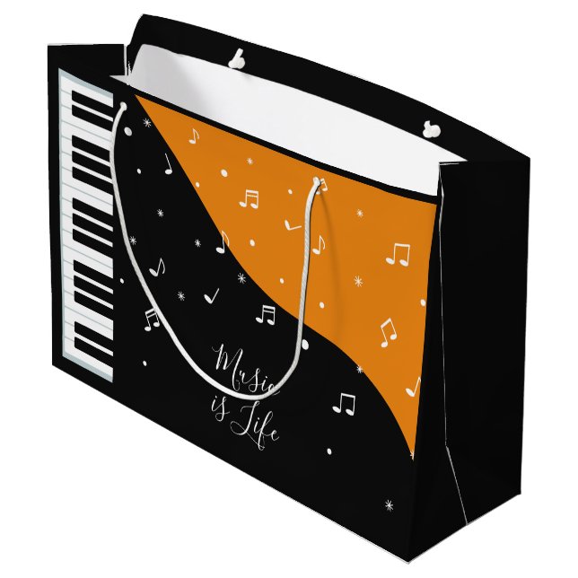 Sacola Para Presentes Grande Piano Música texto personalizado grande presente (Verso inclinado)