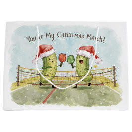 Sacola Para Presentes Grande Pickleball de Natal usa Papai Noel na Partida