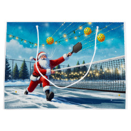 Sacola Para Presentes Grande Pickleball de Natal usa Papai Noel na Partida
