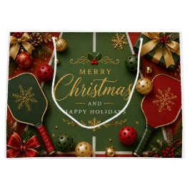 Sacola Para Presentes Grande Pickleball Feliz Natal
