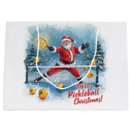 Sacola Para Presentes Grande Pickleball Natal com Papai Noel na Partida