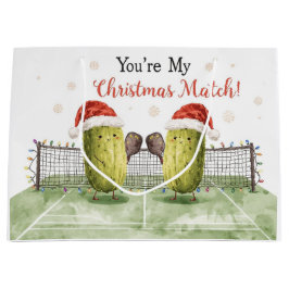 Sacola Para Presentes Grande Pickleball Natal usa Papai Noel na Partida