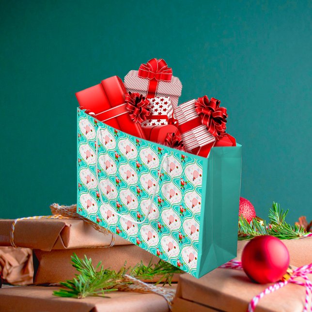 Sacola Para Presentes Grande Pickleball Ogee de Natal em papais noeis (Criador carregado)