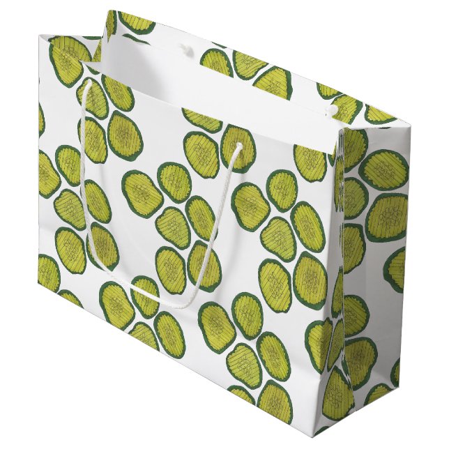 Sacola Para Presentes Grande Picle Chips Green Kosher Dill Picle Foodie (Frente inclinada)