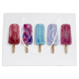 Sacola Para Presentes Grande Picolés pintura em aquarela vibrações de verão art