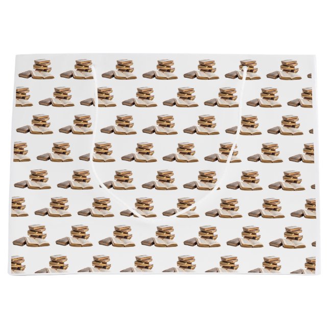 Sacola Para Presentes Grande Pilha de livros antigos (Frente)