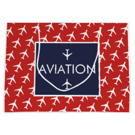 Sacola Para Presentes Grande Piloto de avião de avião de avião branco Funky