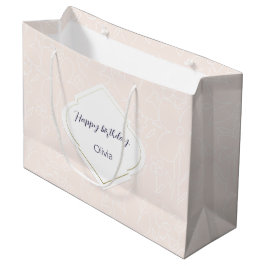 Sacola Para Presentes Grande Pimk White Wildflower Padrão Monograma