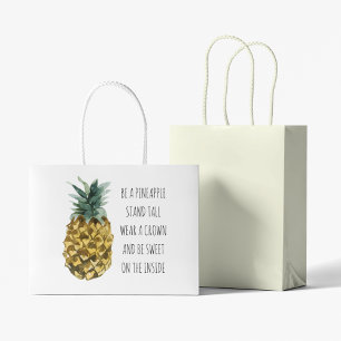 Sacola Para Presentes Grande Pineapple Moderna e Citação Engraçada Positiva
