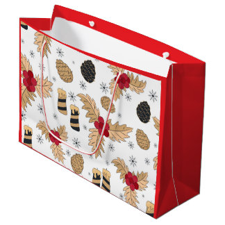 Sacola Para Presentes Grande Pinecones e Velas