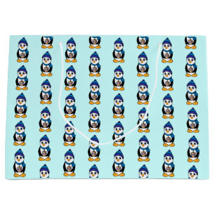 Sacola Para Presentes Grande Pinguim segurando um sonho em Hanukkah