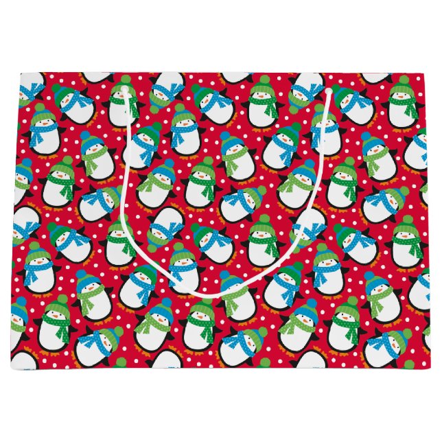 Sacola Para Presentes Grande Pinguins (Frente)