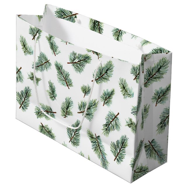 Sacola Para Presentes Grande Pinheiro de Natal Verde (Frente inclinada)