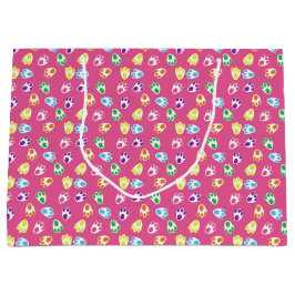 SACOLA PARA PRESENTES GRANDE PINK COM PÁWS BRILHANTES DE PEDAÇO LESTE