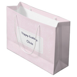 Sacola Para Presentes Grande Pink Happy Birthday - Padrão de flores silvestres