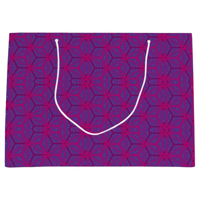 Sacola Para Presentes Grande Pink retro geometric pattern  (Frente)