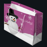 Sacola Para Presentes Grande Pink Snowman Winter Scenery Christmas Gift Bag<br><div class="desc">Saqueie seus presentes de Natal com este Snowman, Snowman, Snowman, Snowman, Snowman, Sagacidade, Sift Bag. Design de presente apresenta um boneco de neve feliz em uma cena de ventania de neve contra um fundo cor-de-rosa adornado com flocos de neve de cor correspondente. Itens adicionais de presentes e feriados disponíveis com...</div>