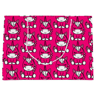 Sacola Para Presentes Grande Pink Unicorn Pony Birthday