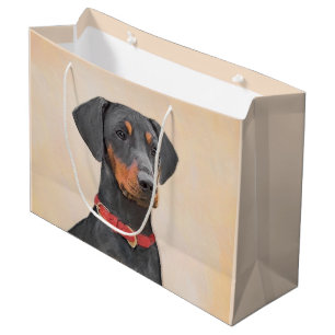 Sacola Para Presentes Grande Pintura Alemã Pinscher Pintura Original Arte Anima