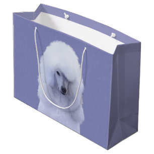 Sacola Para Presentes Grande Pintura Branca de Poodle Padrão - Arte Cão Origi