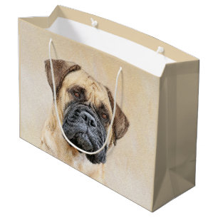 Sacola Para Presentes Grande Pintura Bullmastiff - Arte Cachorra Original