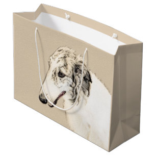 Sacola Para Presentes Grande Pintura de Borzoi (Silver Brindle) Original
