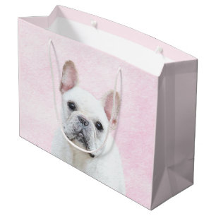 Sacola Para Presentes Grande Pintura de Bulldog Francês (Cream/Branco) - Arte
