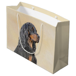 Sacola Para Presentes Grande Pintura de Gordon Setter - Arte de Cachorro Origin
