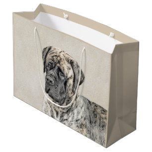 Sacola Para Presentes Grande Pintura de Mastiff Inglês (Brindle) - Arte Canina