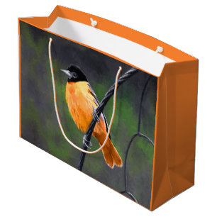 Sacola Para Presentes Grande Pintura de Oriole - arte original do pássaro