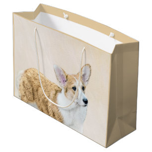 Sacola Para Presentes Grande Pintura de Pembroke Welsh Corgi - Arte Original pa