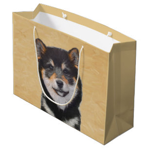 Sacola Para Presentes Grande Pintura de Shiba Inu (Preto e Adulto) - Arte Canin