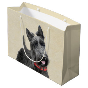 Sacola Para Presentes Grande Pintura de Terrier escocês - Arte de cachorro ori