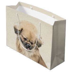 Sacola Para Presentes Grande Pintura em Pekingese - Arte Cachorra Original