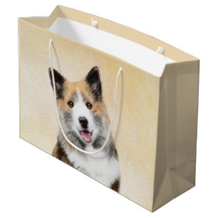 Sacola Para Presentes Grande Pintura Islandesa De Sheepdog - Arte Original De C