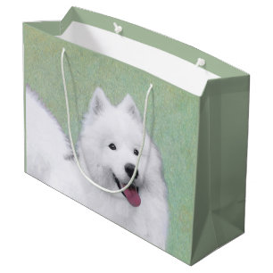 Sacola Para Presentes Grande Pintura Samoyed - Arte Cachorra Original