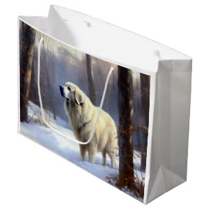 Sacola Para Presentes Grande Pirenéus excelentes Deixam-na nevar no Natal