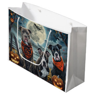 Sacola Para Presentes Grande Pitbull Halloween Spooky