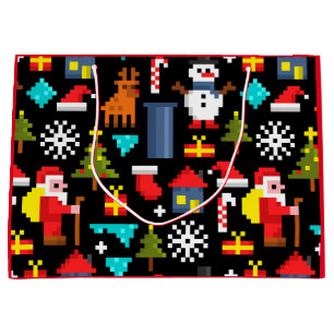 Sacola Para Presentes Grande Pixel Natal