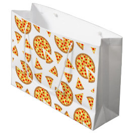 Sacola Para Presentes Grande Pizza divertida legal e padrão de fatias em branco