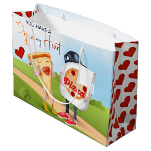 Sacola Para Presentes Grande Pizza Love Engraçado
