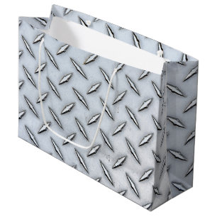 Sacola Para Presentes Grande Placa de Diamante de Aço