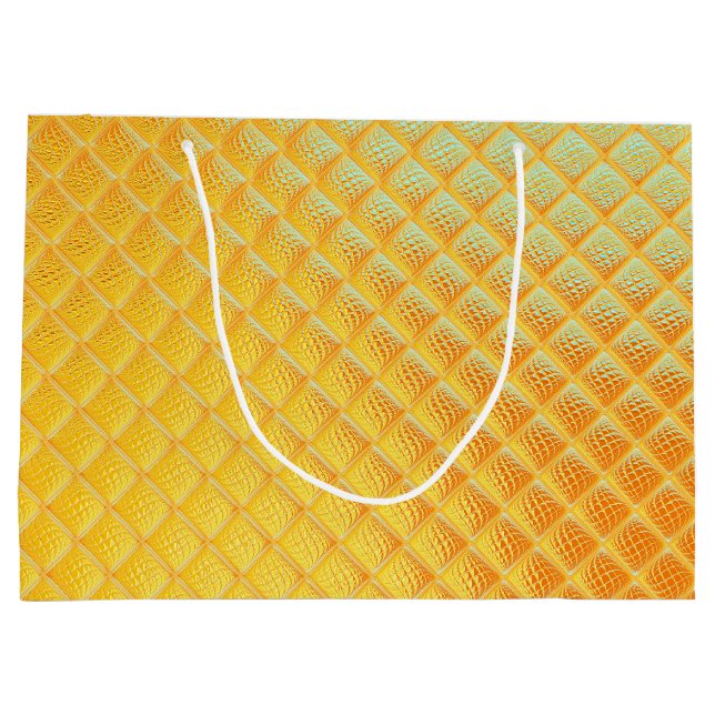 Sacola Para Presentes Grande Placa dourada brilhando (Verso)