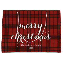 Sacola Para Presentes Grande Plaid Clássico Feliz Natal Festivo -