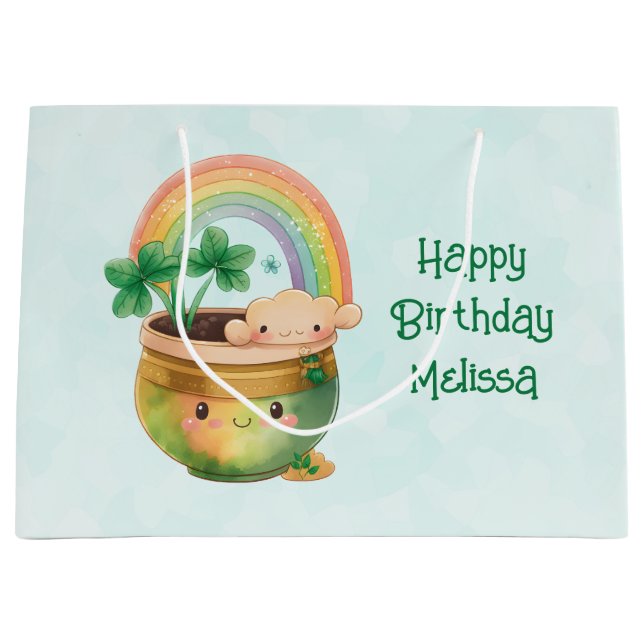 Sacola Para Presentes Grande Plantador de Jardim Bonito com o Aniversário do Ra (Frente)