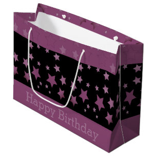 Sacola Para Presentes Grande Plum Star Feliz Aniversário Grande Saco Preto para